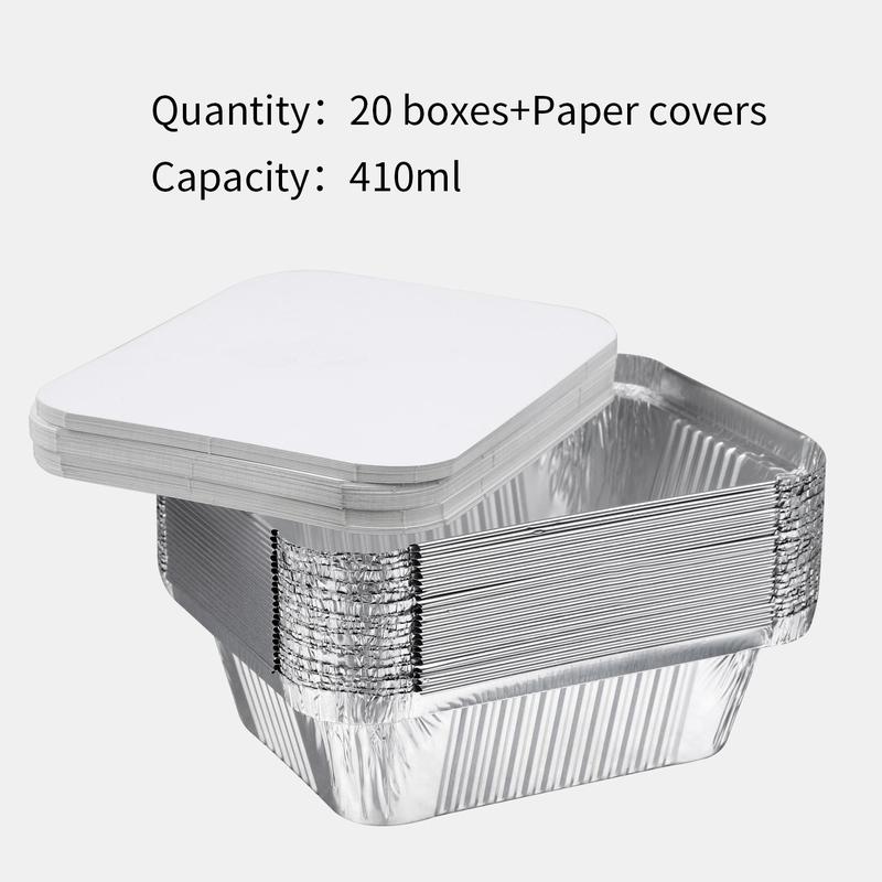 Disposable Aluminum Foil Container, 20 50pcs Rectangular Food Storage Box with Lid, Multifunctional Takeaway Container for Baking Cooking