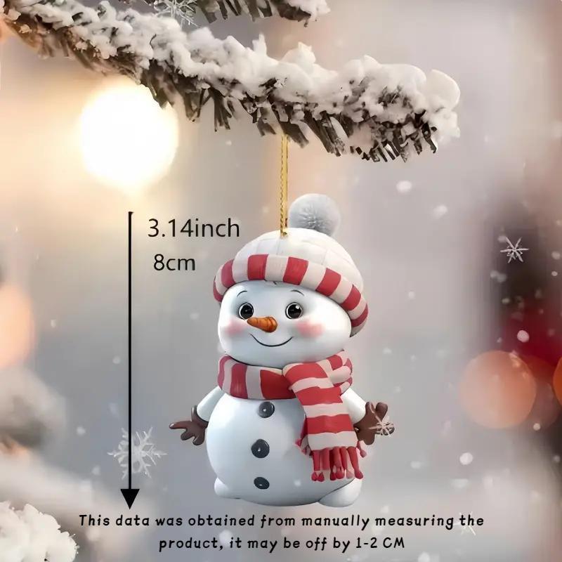 Snowman Design Hanging Ornament, 5 Counts set Acrylic Cartoon Snowman Hanging Decoration, Festive Decorations for Home Party Garden