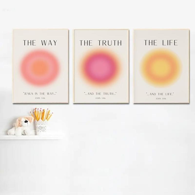 The Truth The Life The Way Canvas Painting without Frame, 3 Counts set Modern Wall Art Poster, Wall Art Decor for Home Living Room Bedroom