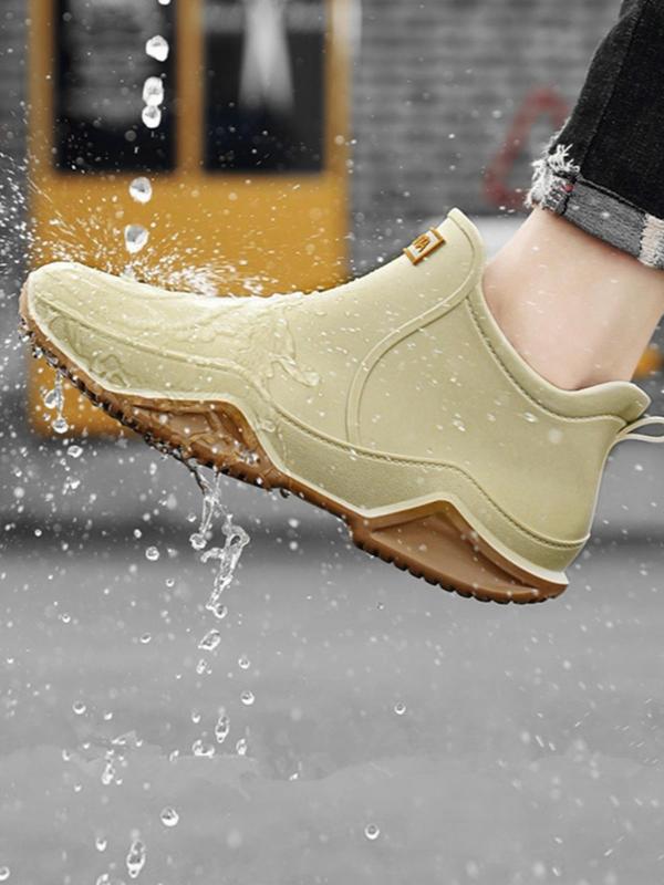 Women's Solid Color Rain Boots, Fashionable Waterproof Anti-slip Rain Boots for Outdoor Work, Waterproof Garden Shoes, Ankle Rain Shoes for Women