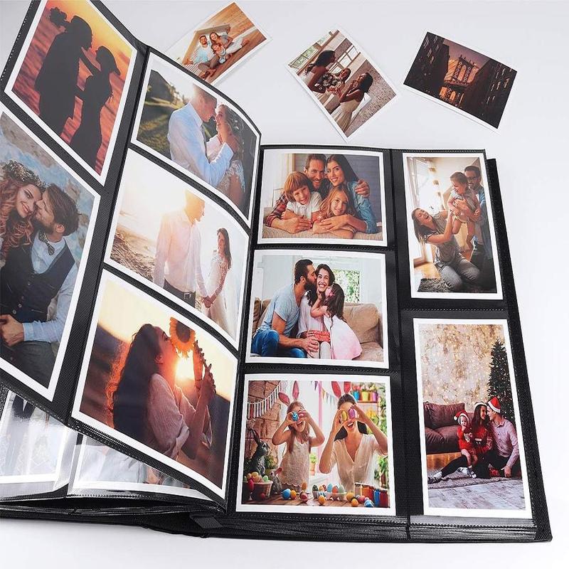 Photo Album, 1 Count Large Capacity PU Leather Cover Photo Album, 500 Photos Photo Storage Book, Gift for Family & Friends