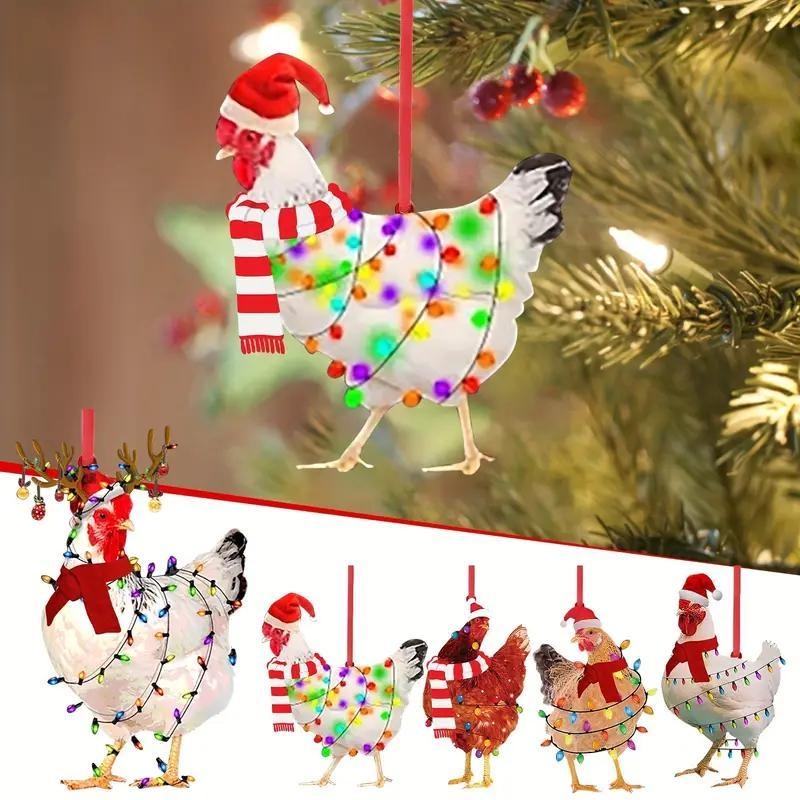 Chicken Shaped Hanging Ornament, 5 Counts set Cute Chicken Hanging Decoration, Creative Hanging Decor for Home Party Festival, Home Decor