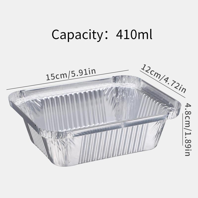 Disposable Aluminum Foil Container, 20 50pcs Rectangular Food Storage Box with Lid, Multifunctional Takeaway Container for Baking Cooking