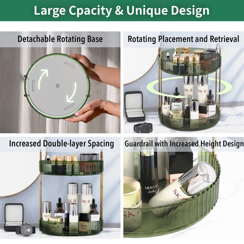 360° Rotating Makeup Organizer, Spinning Bathroom Organizer Countertop, Makeup Organizer for Vanity, Large Capacity Make up Caddy Shelf,Fits Cosmetics,Perfume,Skin Care,Lipsticks Racks