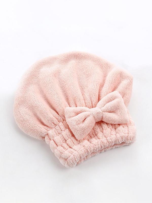 Bow Decor Turban Hat, Soft Comfort Hair Drying Cap, Hair Drying Cap for Women, Fashion Hair Accessories for Daily Use