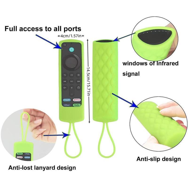 Silicone Remote Control Cover, Washable Remote Control Protector with Anti-lost Lanyard, Replacement Remote Control Case For Fire TV Stick