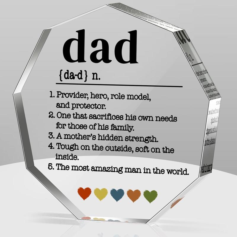 Dad Gifts from Daughter Son Wife Best Dad Ever Gifts Fathers Day Birthday Christmas Gifts for Father Stepdad Bonus Dad Single Dad New Dad Daddy Dad Definition Acrylic Decorative Signs Plaques