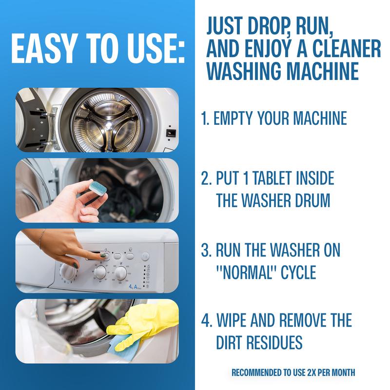 Washing Machine Cleaning Tablets (24 Pack) - Washer Machine Cleaner Tablets for Top Loader, Top Load Washing Machine Cleaner Front Loader