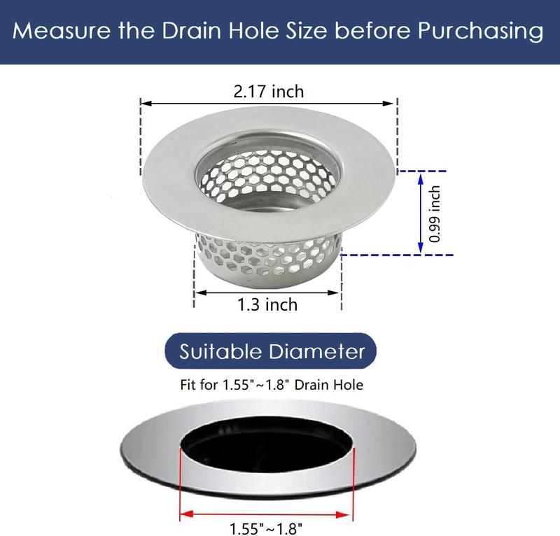 Bathtub Drain Cover, Bathroom Sink Strainer, Drain Hair Catcher for Bathtub Laundry Utility Sink, Fit Hole Size from 1.55