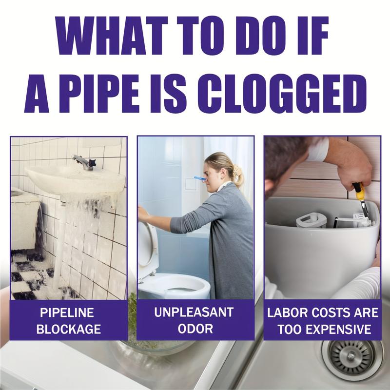 Powerful Pipe Dredging Agent for Kitchen and Toilet Pipelines - Dissolves 200+ Blockages and Kills 99% of Bacteria