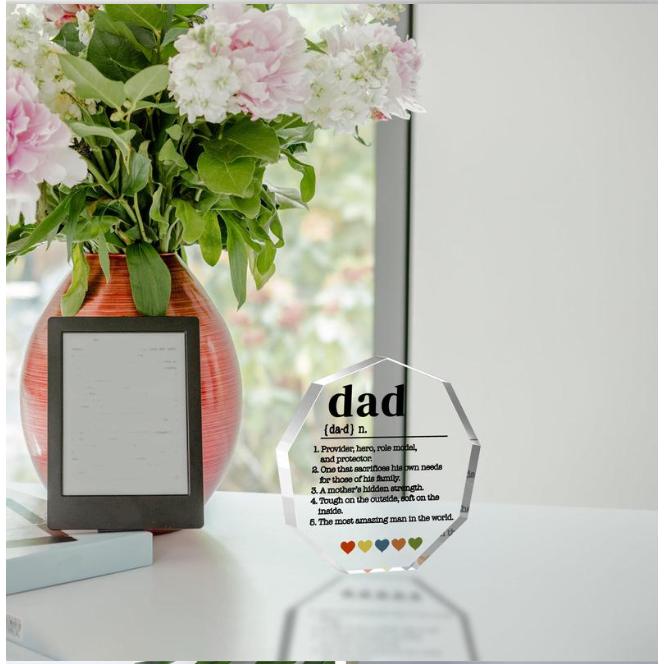 Room Decor Acrylic Dad Award Decor, 1 Count Clear Dad's Inspirational Words Statue, Award for Father Of The Year Gifts for Home, Candy Gift for Dad, Desk Ornaments for Home, Home Decor Decoration Transparent Souvenir Wedding