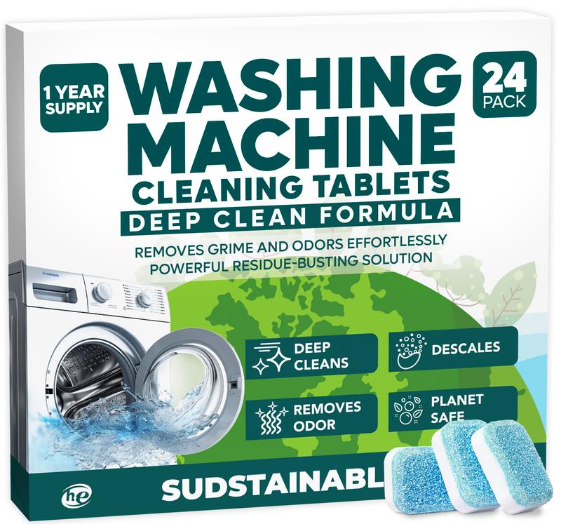 Washing Machine Cleaning Tablets (24 Pack) - Washer Machine Cleaner Tablets for Top Loader, Top Load Washing Machine Cleaner Front Loader