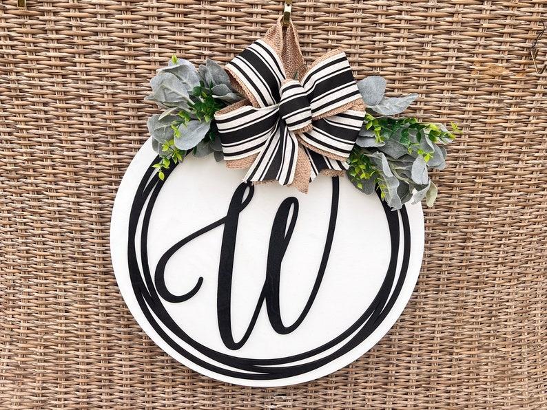 Monogram Door Hanger - Minimalist Door Hanger - Wooden Front Door Welcome Sign - Housewarming Gift