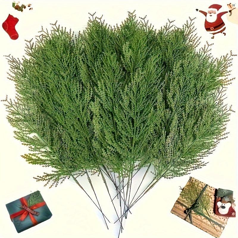 Artificial Pine Leaves, 20pcs set Faux Pine Branches, Reusable Plastic Pine Leaves for Wreath, Garden Landscape and Wedding Decoration