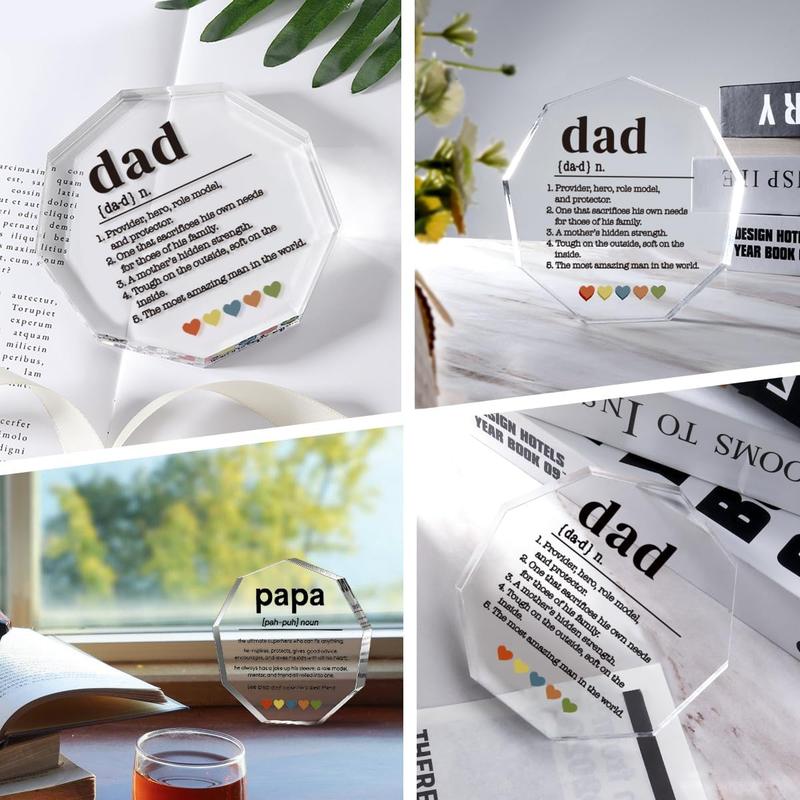 Dad Gifts from Daughter Son Wife Best Dad Ever Gifts Fathers Day Birthday Christmas Gifts for Father Stepdad Bonus Dad Single Dad New Dad Daddy Dad Definition Acrylic Decorative Signs Plaques