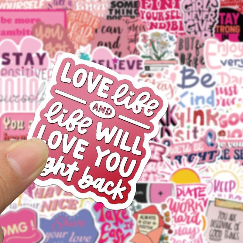 Inspirational Phrase Sticker, 50pcs set Self Adhesive Decorative Sticker, DIY Decals for Water Bottle, Laptop, Phone Case, Scrapbooking, Journal Making