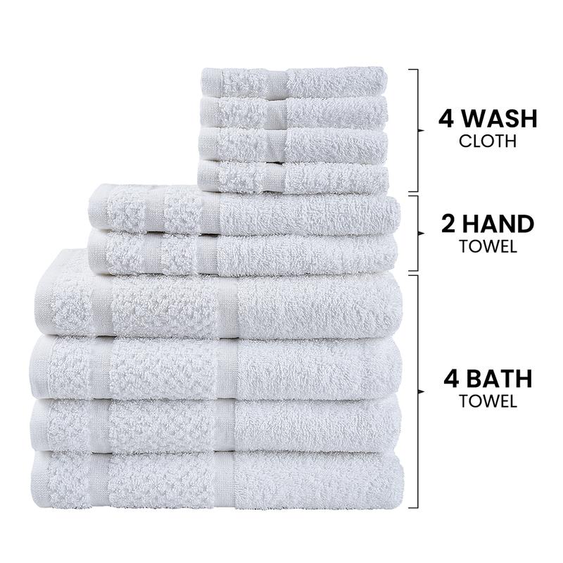 Mainstays 10 Piece Towel Set with Upgraded Softness & Durability, White