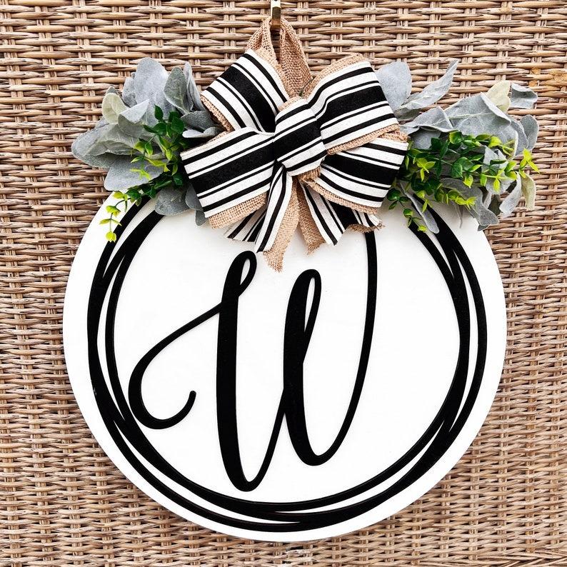 Monogram Door Hanger - Minimalist Door Hanger - Wooden Front Door Welcome Sign - Housewarming Gift