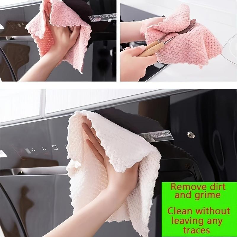 Random Color Kitchen Cleaning Cloth (10pcs), Durable Absorbent Towel for Easy Stain and Grease Removal, Multifunctional Household Dishwashing Rag Set