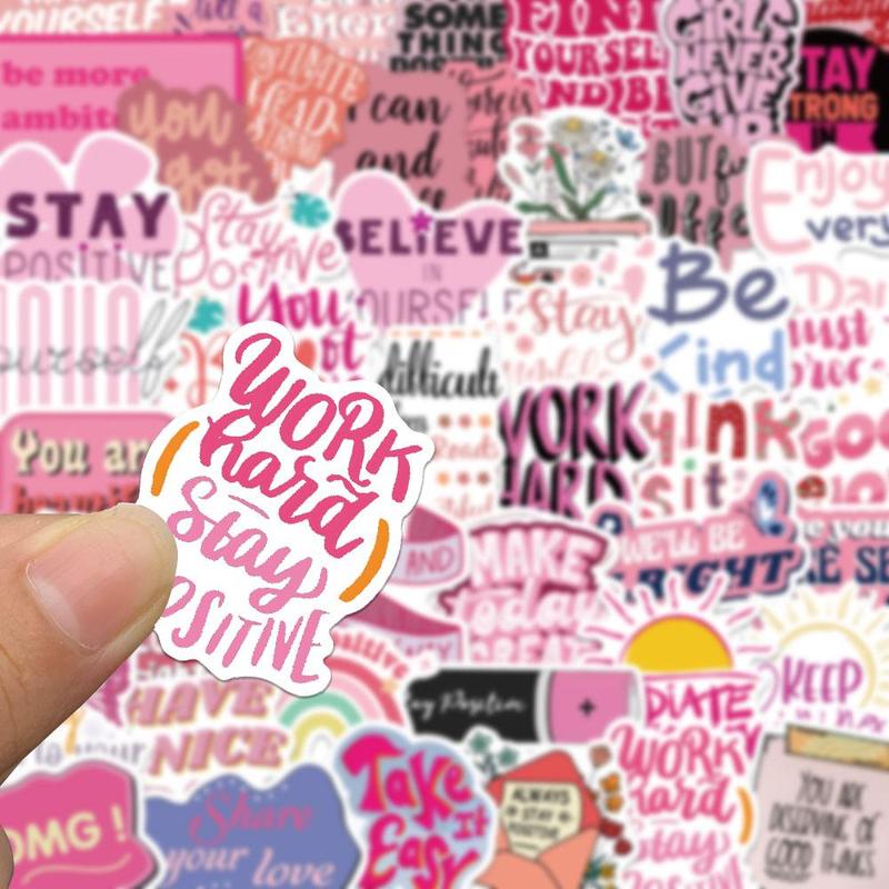 Inspirational Phrase Sticker, 50pcs set Self Adhesive Decorative Sticker, DIY Decals for Water Bottle, Laptop, Phone Case, Scrapbooking, Journal Making