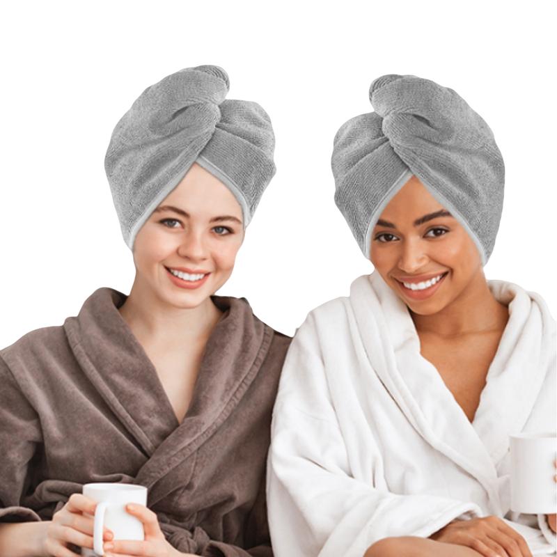 Super Absorbent Microfiber Hair Towel - 2 Pack, 9.8 x 25.5 inch, Fast Drying Hair Turbans for Women Wet Hair