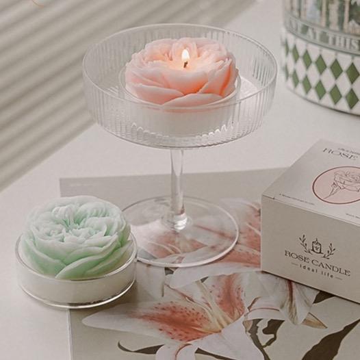 Eden Rose | Vegan Soy Wax Flower Candle with Tray Included | Aromatherapeutic Fragrance & Elegant Home Decor