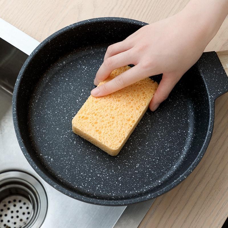 Kitchen Cleaning Sponge, 2 Counts set Wood Pulp Fiber Sponge, Dish Washing Sponge, Household Cleaning Tool for Kitchen