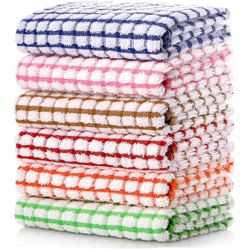 Kitchen Dish Towels, 16 Inch X 25 Inch Bulk Cotton Kitchen Towels, 6 Pack Dish Cloths for Dish Rags for Drying Dishes Clothes and Dish Towels Cleaning