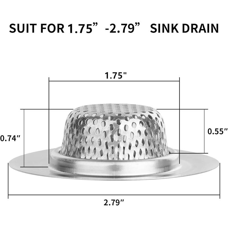 2 Pack Bathtub Drain Strainer - 2.79 inch Shower Hair Drain Catcher, Stainless Steel Shower Bathtub Drain Cover, Bathroom Sink Strainer Filter Basket