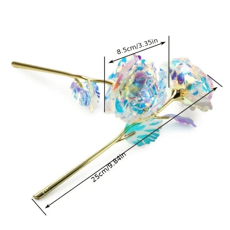 Random Color Plastic Decorative Flower, 5 Counts Holographic Artificial Rose, Unique Gifts Ideas Faux Floral Decor for Home Party Wedding Anniversary Festival, Spring Decor 2024, Summer Gifts