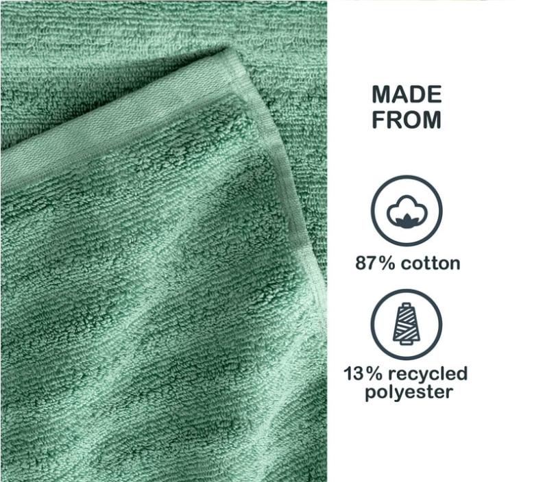 Green Sage Performance Textured Bath Towel 6-Piece Set Cotton Hand