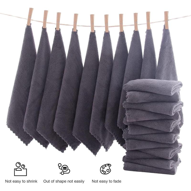 Ultra Soft Premium Washcloths Set - 12 x 12 inches - 24 Pack - Quick Drying - Highly Absorbent Coral Velvet Bathroom Wash Clothes - Use as Bath, Spa, Facial, Fingertip Towel (Grey)