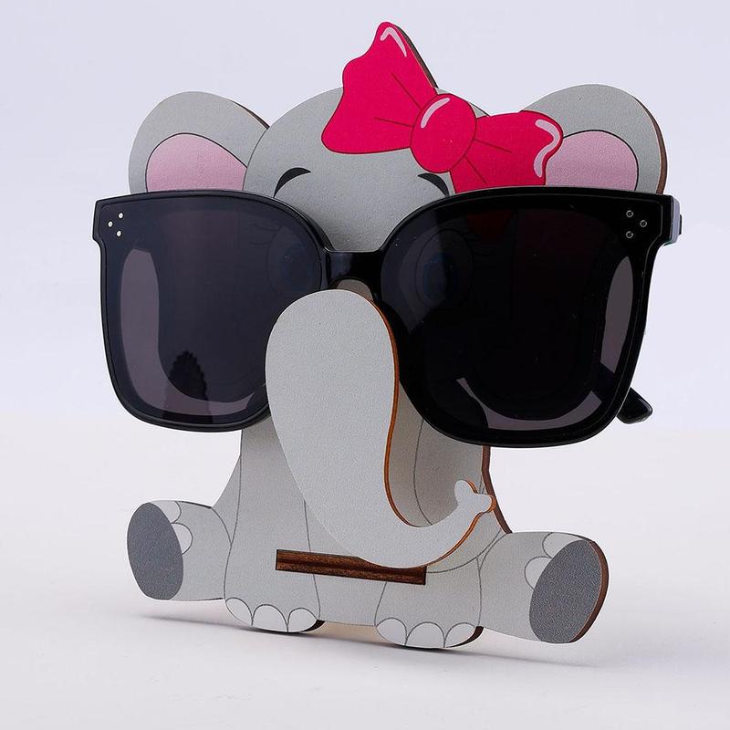 Cute Cartoon Elephant Design Glasses Holder, 1 Count Wooden Glasses Holder, Desktop Storage Rack for Home Office