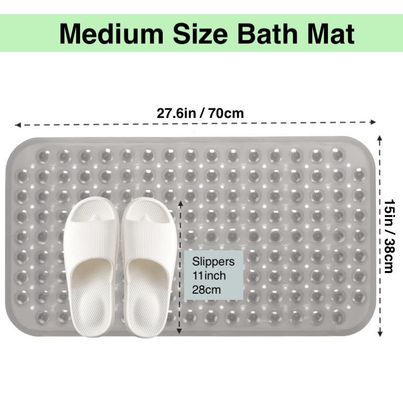 Rectangle Non-slip Bathtub Mat, 1 Count PVC Bathroom Mat with Drain Holes & Suction Cups, Bathroom Accessories, Home Essential