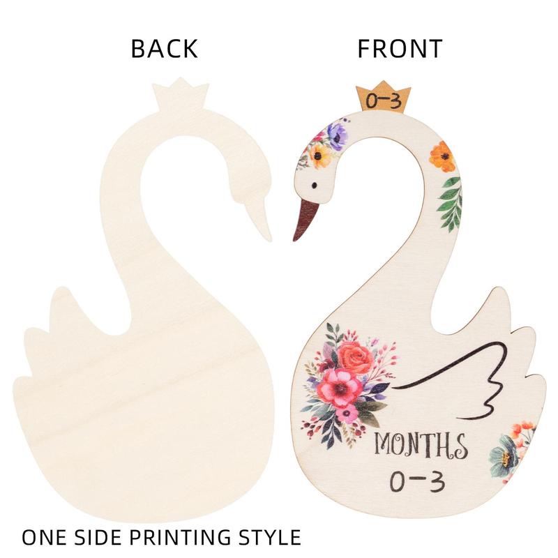 Wooden Swan & Flower Pattern Hanger (7counts set), Cartoon Swan Shaped Baby Clothes Separator, Home Organizer for Baby Wardrobe