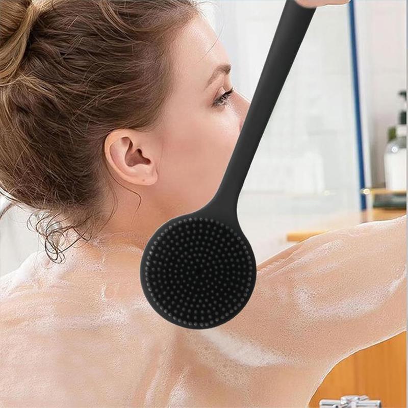 Silicone Back Scrubber, Soft Silicone Back Shower Brush with Long Handle, Bath Body Scrubber for Men Women, Bathing Accessories