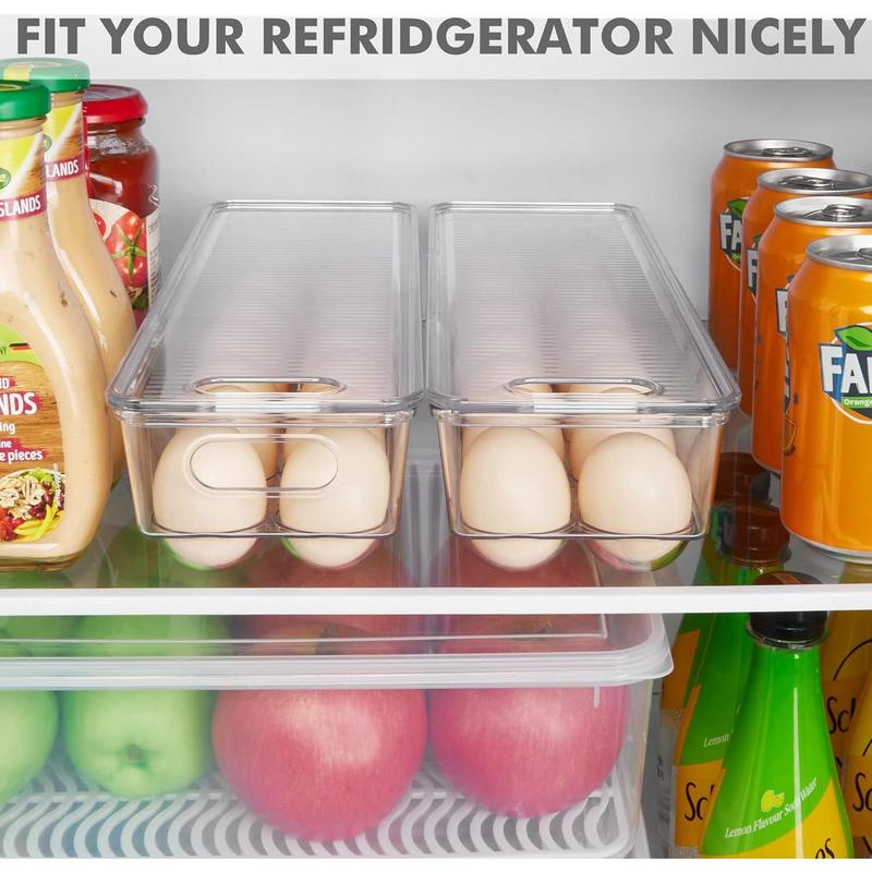 2 Pack Egg Container for Refrigerator, 14 Egg Organizer Holder for Refrigerator organization, Clear Stackable Egg Tray, Plastic Egg Storage Bins for Fridge Organizers and Storage (2 PCS)