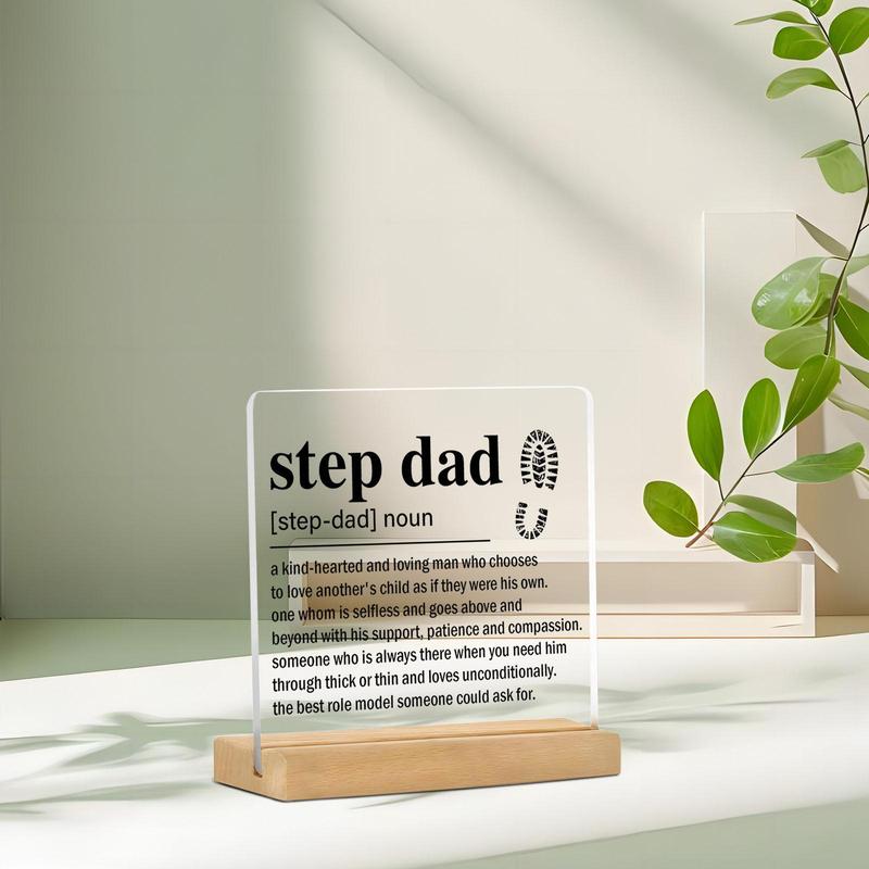 Step Dad Definition Acrylic Plaque, 1 Count Step Dad Noun Pattern Plaque, Desktop Ornament, Home Decor for Living Room Bedroom Office, Gift for Step Dad