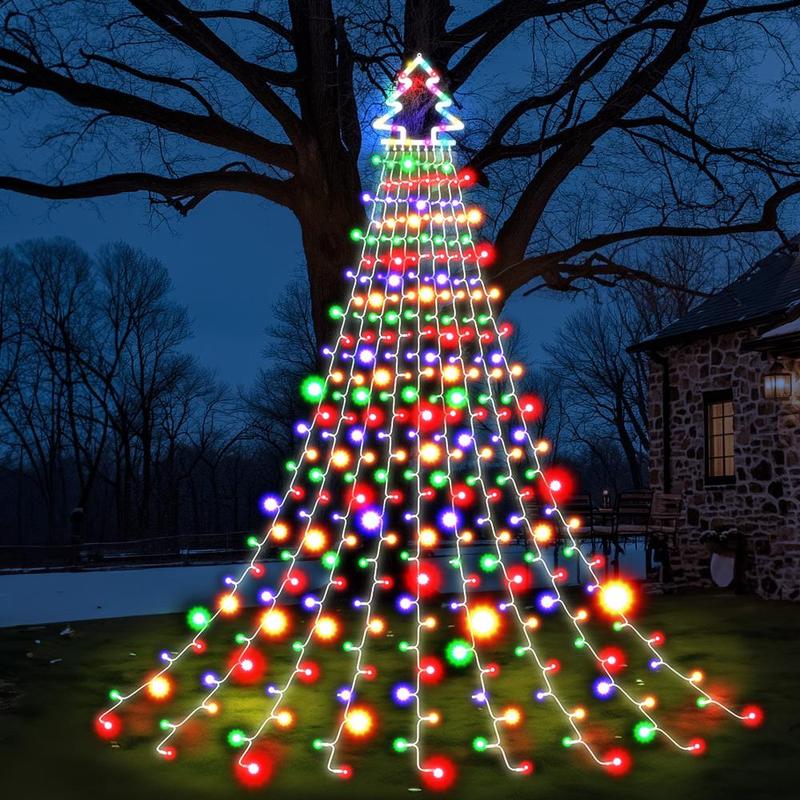 Outdoor Christmas Tree Decorating Light, 1 Count 11.8ft LED Light with 317 Led Lights Garden Decorations, Christmas 2024 Ornament, Decorative Light for Outdoor Garden Tree Decoration, Decorations Supplies, Light Decoration, Festive Decoration