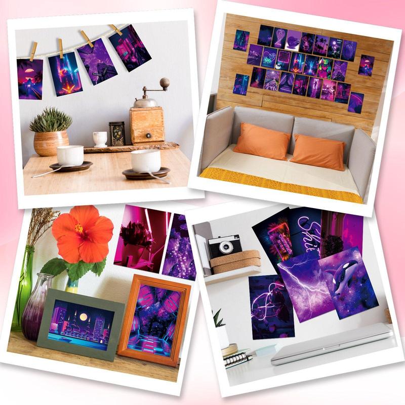 Abstract Art Decorative Postcards, 50pcs set Square Wall Decoration Stickers, Exquisite Decorative Stickers For Bedrooms & Dormitories