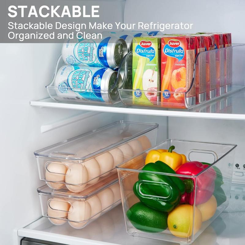 2 Pack Egg Container for Refrigerator, 14 Egg Organizer Holder for Refrigerator organization, Clear Stackable Egg Tray, Plastic Egg Storage Bins for Fridge Organizers and Storage (2 PCS)