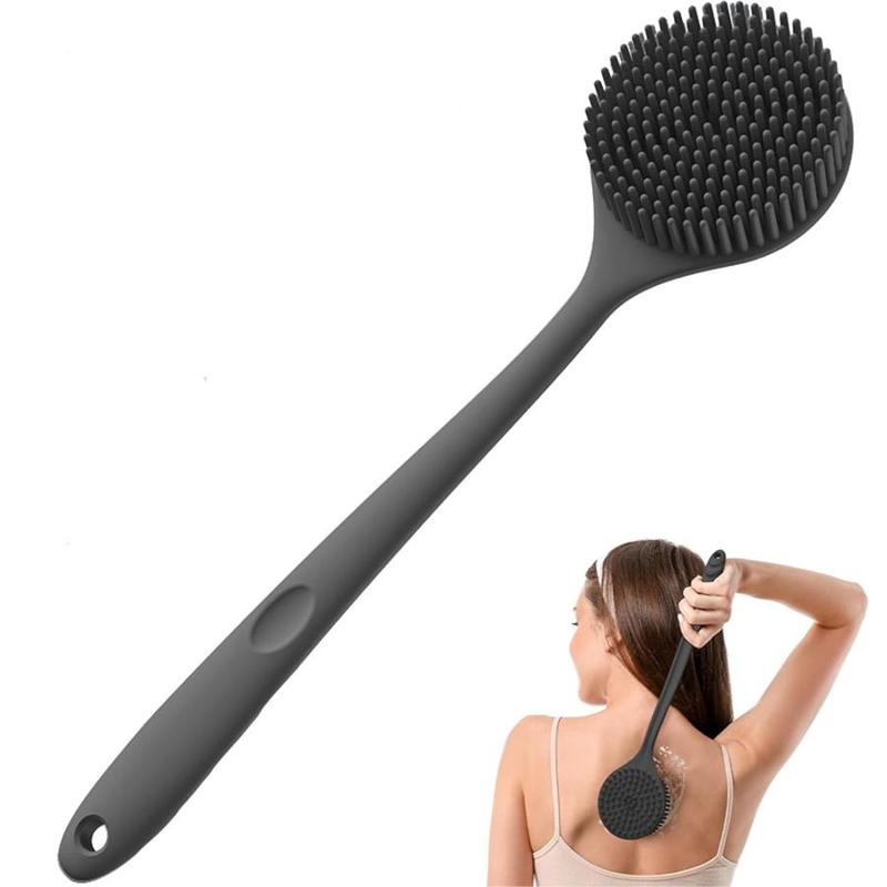 Silicone Back Scrubber, Soft Silicone Back Shower Brush with Long Handle, Bath Body Scrubber for Men Women, Bathing Accessories