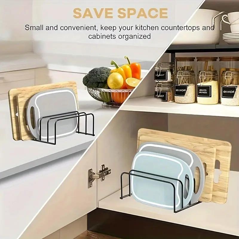 Kitchen Cutting Board Storage Rack, 1 Count Multi-functional Cutting Board & Baking Tray Storage Rack, Space Saving Kitchen Countertop & Cabinet Storage Rack