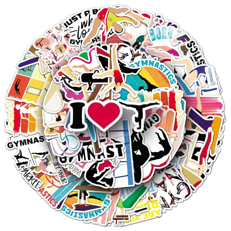 Gymnastics Sports Themed Sticker, 50Pcs set Gymnastics Sports Pattern Decorative Sticker, DIY Decals for Car, Phone, Laptop, Luggage, Scrapbooking