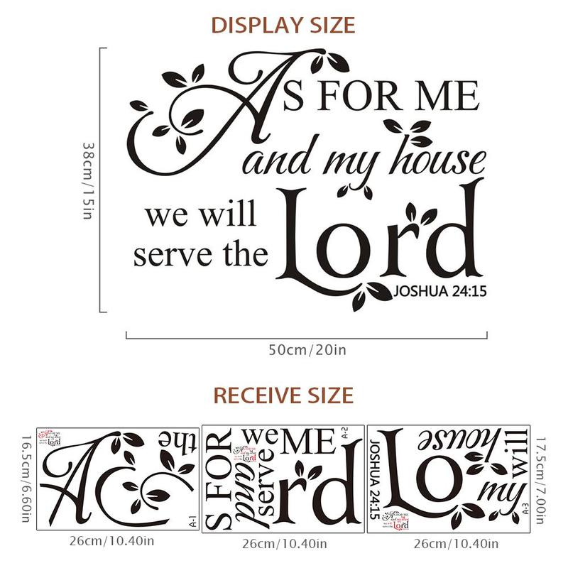 As for Me and My House We Will Serve The Lord Letter Pattern Wall Decal, Self-adhesive Meaningful Bible Quotes Wall Decal, Religious Quotes Sticker for Home Living Room Bedroom