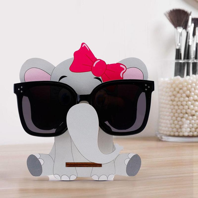 Cute Cartoon Elephant Design Glasses Holder, 1 Count Wooden Glasses Holder, Desktop Storage Rack for Home Office