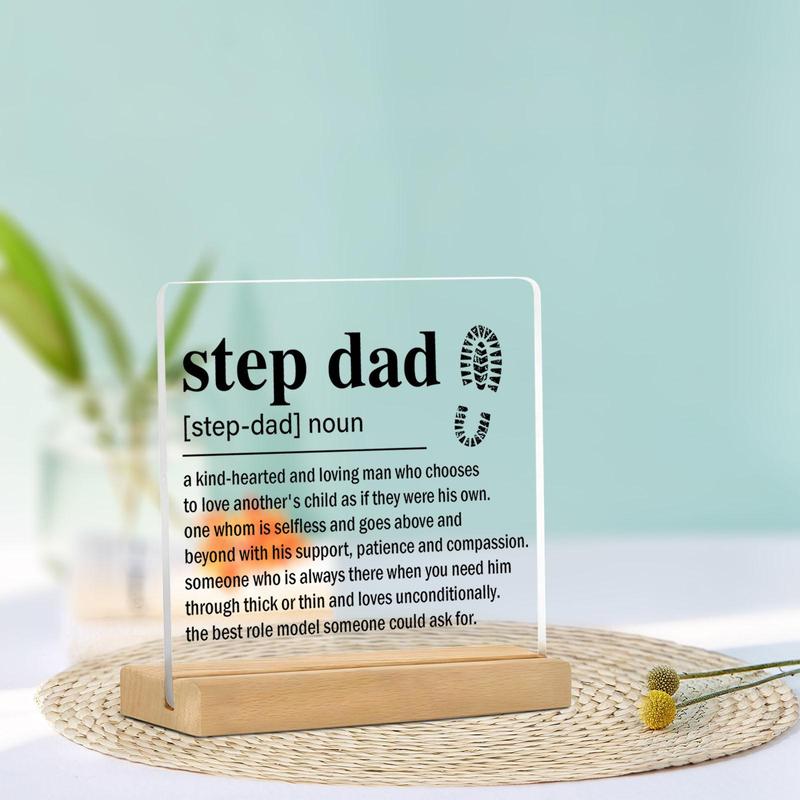 Step Dad Definition Acrylic Plaque, 1 Count Step Dad Noun Pattern Plaque, Desktop Ornament, Home Decor for Living Room Bedroom Office, Gift for Step Dad