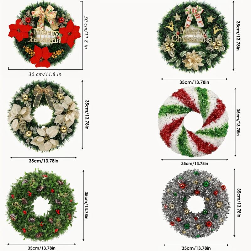 Artificial Christmas Wreath For Front Door, Christmas Door Wreath With Bow Ribbon Berries Pine Cones Leaves Christmas Wreaths Ornaments 13.78 Inch