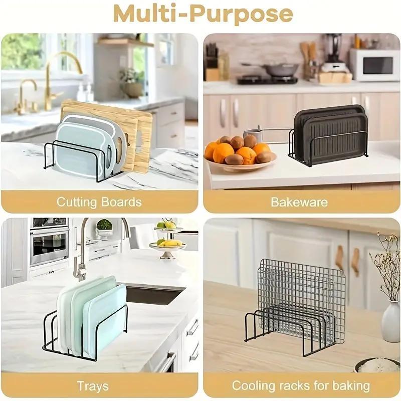 Kitchen Cutting Board Storage Rack, 1 Count Multi-functional Cutting Board & Baking Tray Storage Rack, Space Saving Kitchen Countertop & Cabinet Storage Rack