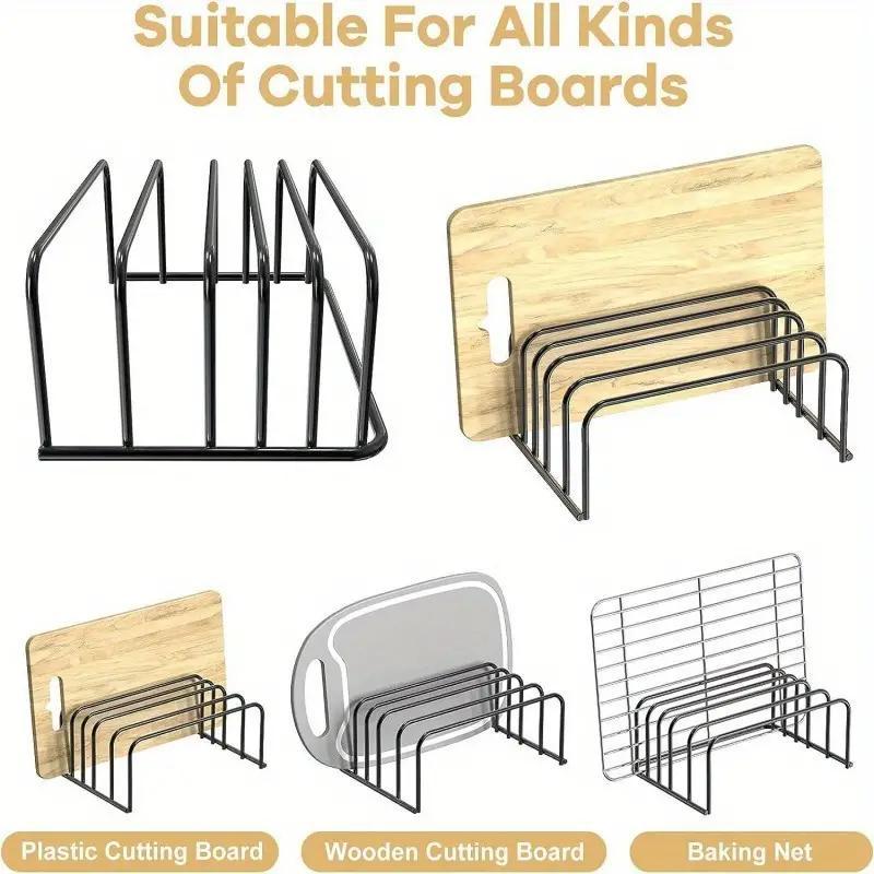 Kitchen Cutting Board Storage Rack, 1 Count Multi-functional Cutting Board & Baking Tray Storage Rack, Space Saving Kitchen Countertop & Cabinet Storage Rack